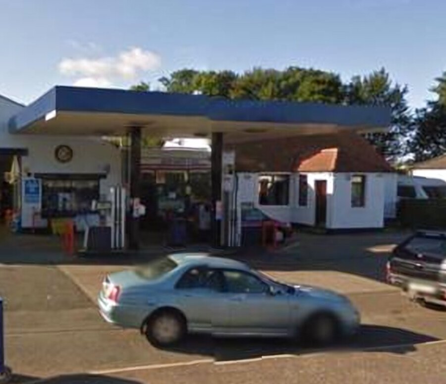 The fuel forecourt canopy and pumps at John Hastie and Son