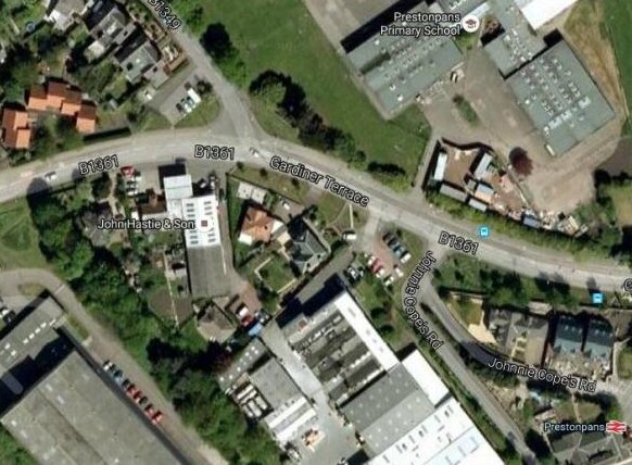 Aerial view of the John Hastie and Son premises on the B1361