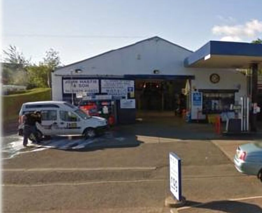 The John Hastie and Son workshop doors and signage